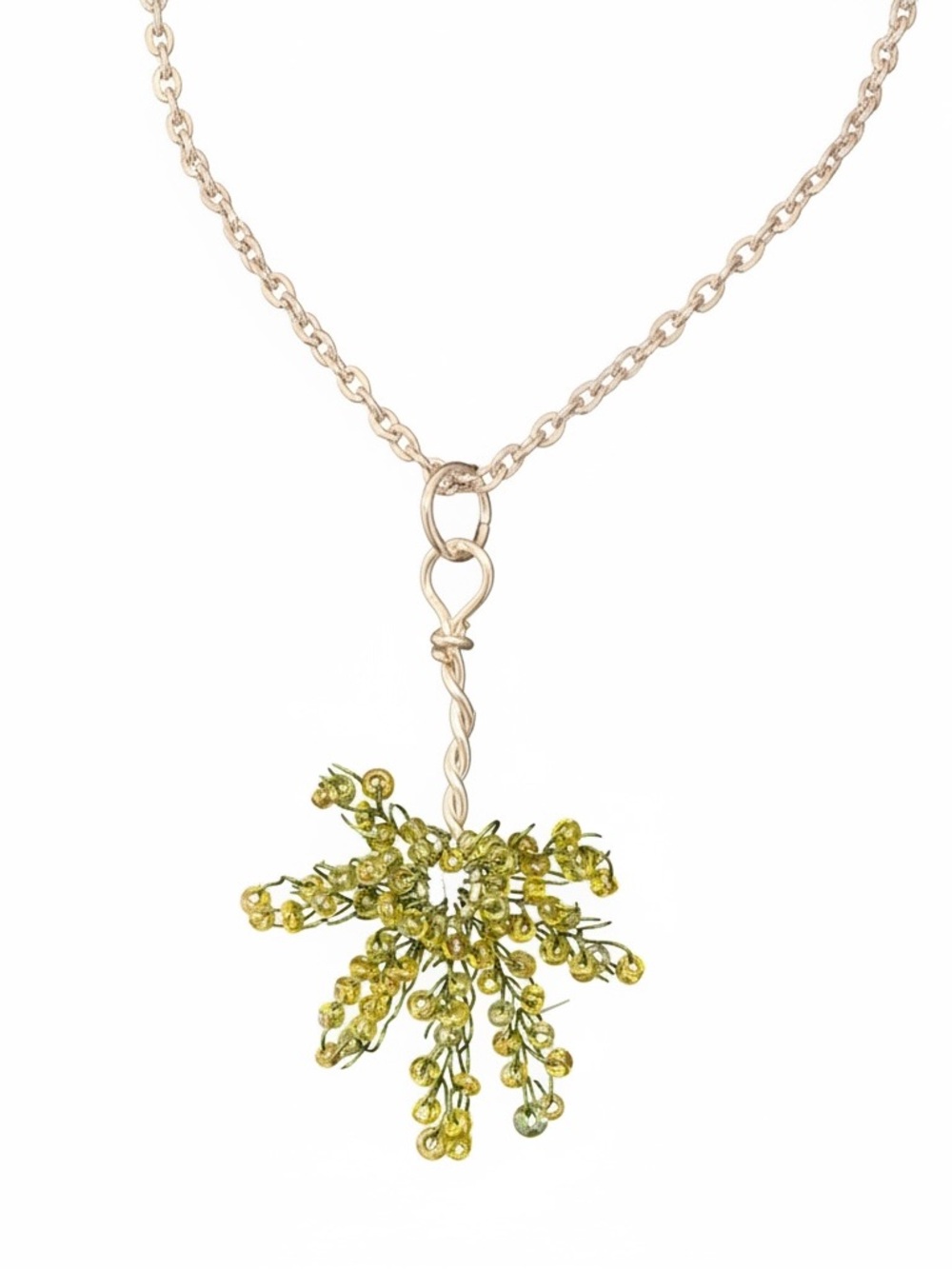 Green Beaded Starburst Pendant Necklace - Women Jewelry